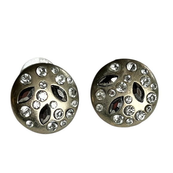 Vintage 90s Pierced Large Circle Earrings Glam Retro Statement - Picture 1 of 5